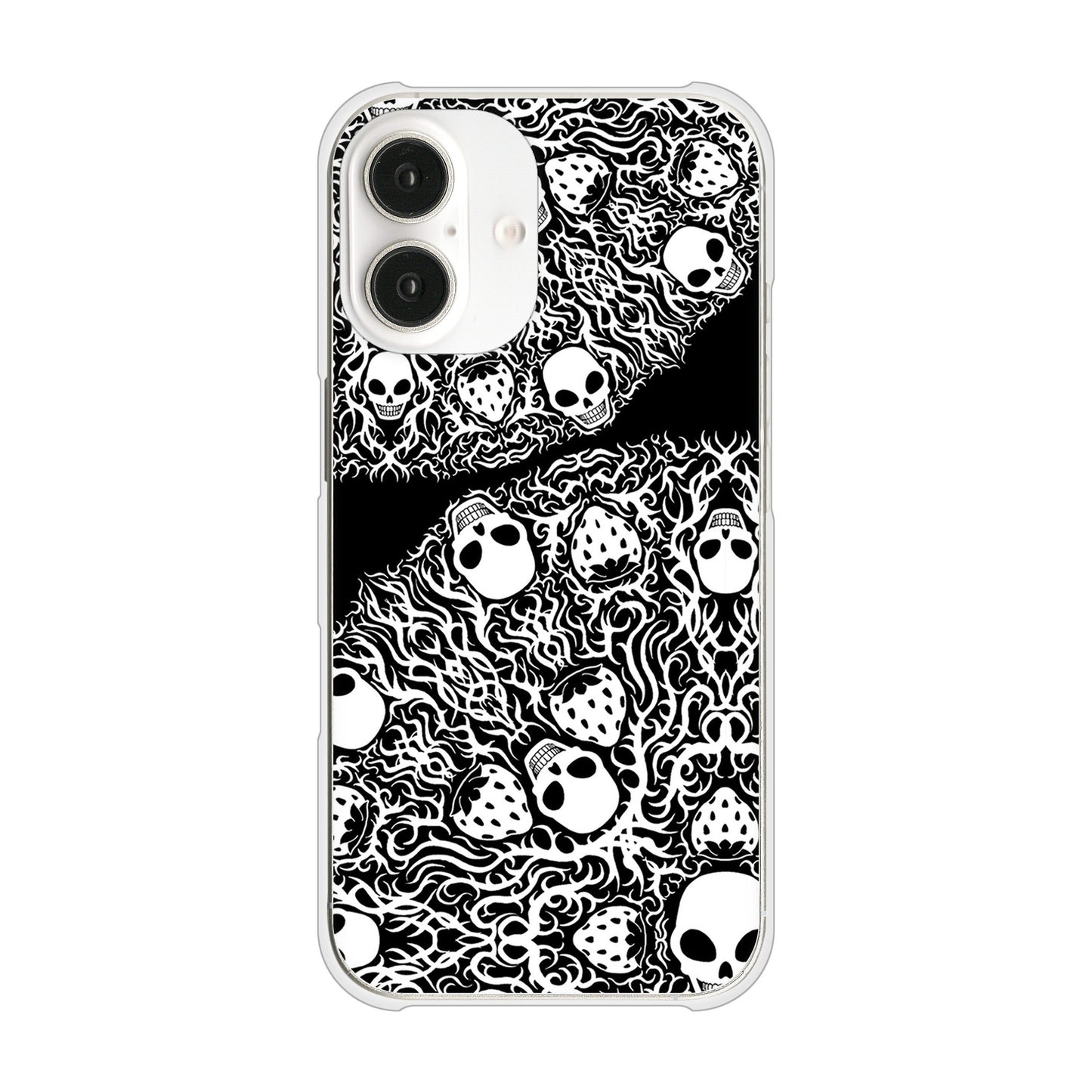 iPhone16 高画質仕上げ 背面印刷 ハードケースむかいあぐる 苺骸骨曼荼羅