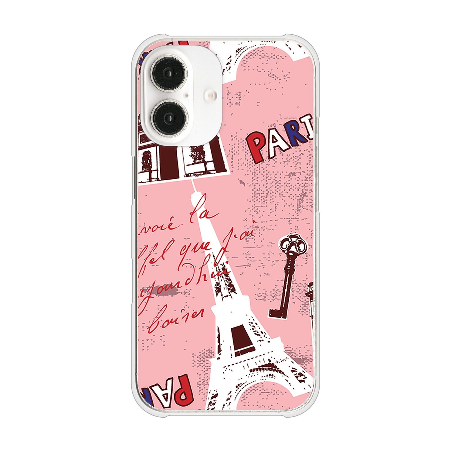 iPhone16 高画質仕上げ 背面印刷 ハードケースビューティフルパリレッド