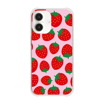 iPhone16 高画質仕上げ 背面印刷 ハードケース小さいイチゴ模様