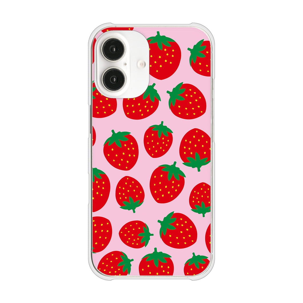 iPhone16 高画質仕上げ 背面印刷 ハードケース小さいイチゴ模様