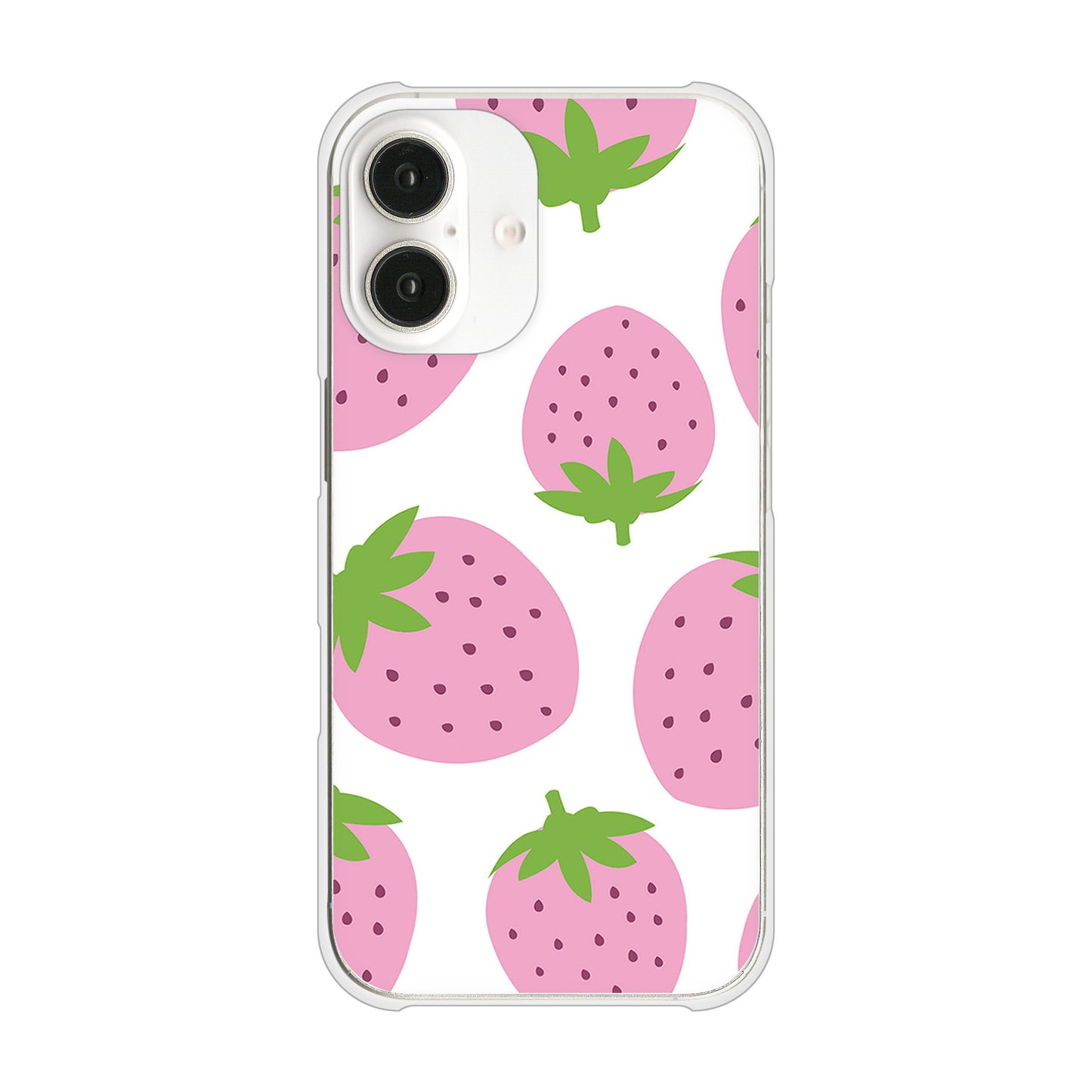 iPhone16 高画質仕上げ 背面印刷 ハードケース大きいイチゴ模様