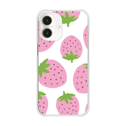 iPhone16 高画質仕上げ 背面印刷 ハードケース大きいイチゴ模様