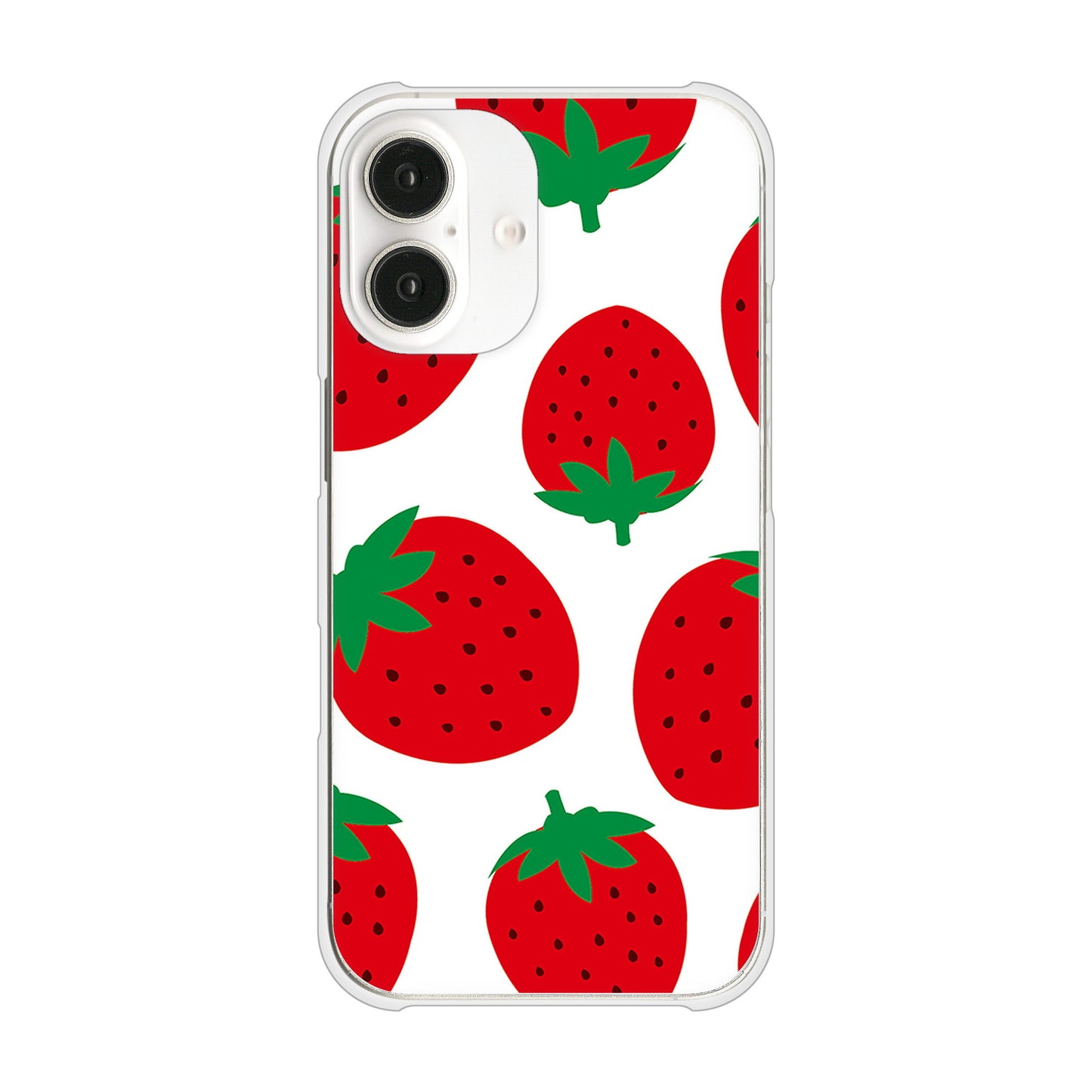 iPhone16 高画質仕上げ 背面印刷 ハードケース大きいイチゴ模様