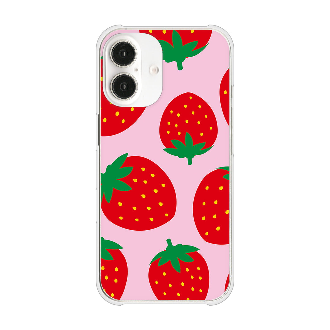 iPhone16 高画質仕上げ 背面印刷 ハードケース大きいイチゴ模様