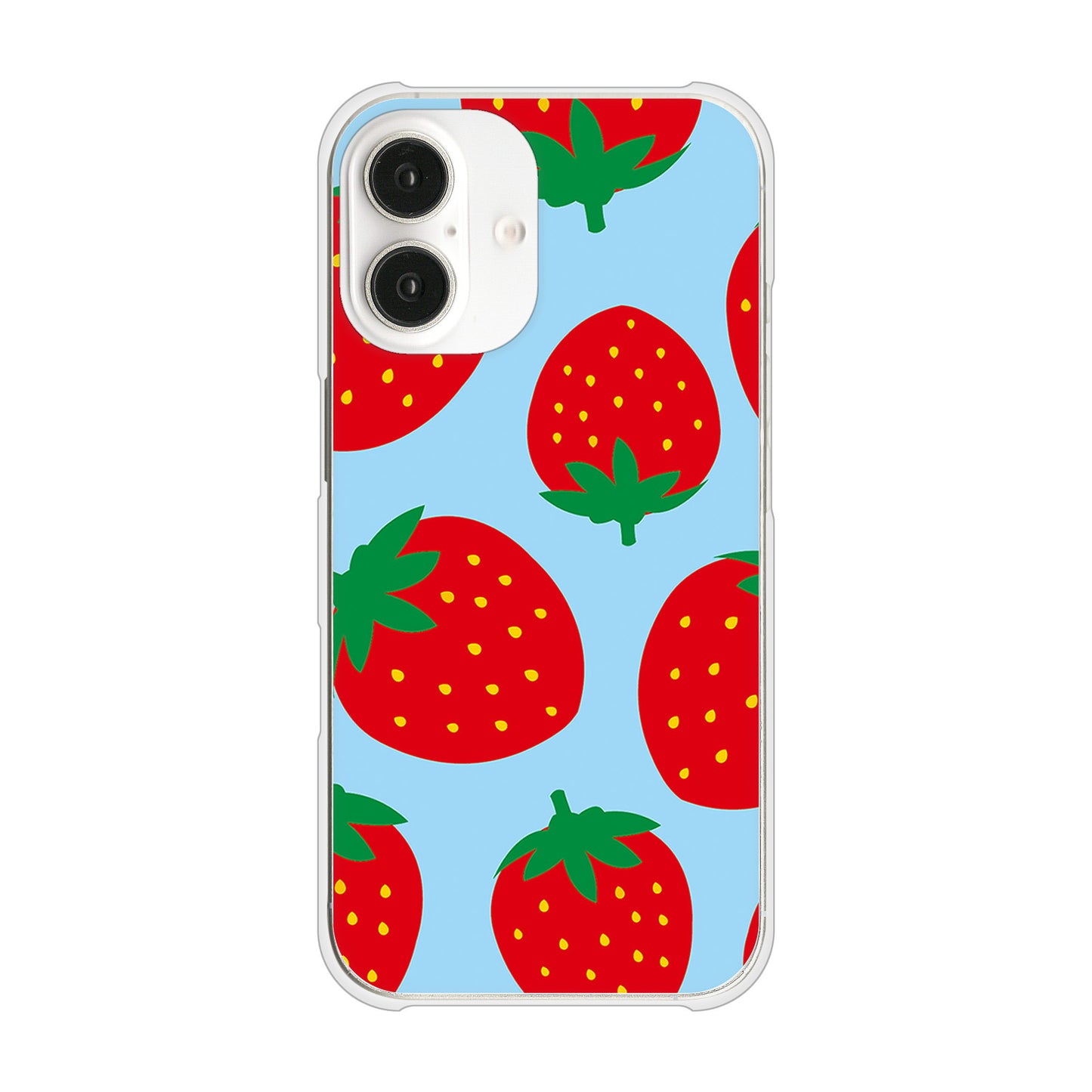 iPhone16 高画質仕上げ 背面印刷 ハードケース大きいイチゴ模様