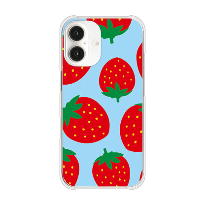 iPhone16 高画質仕上げ 背面印刷 ハードケース大きいイチゴ模様