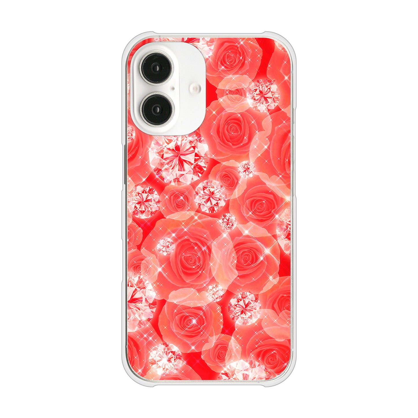 iPhone16 高画質仕上げ 背面印刷 ハードケース 【VA816 ダイヤモンドとバラ】