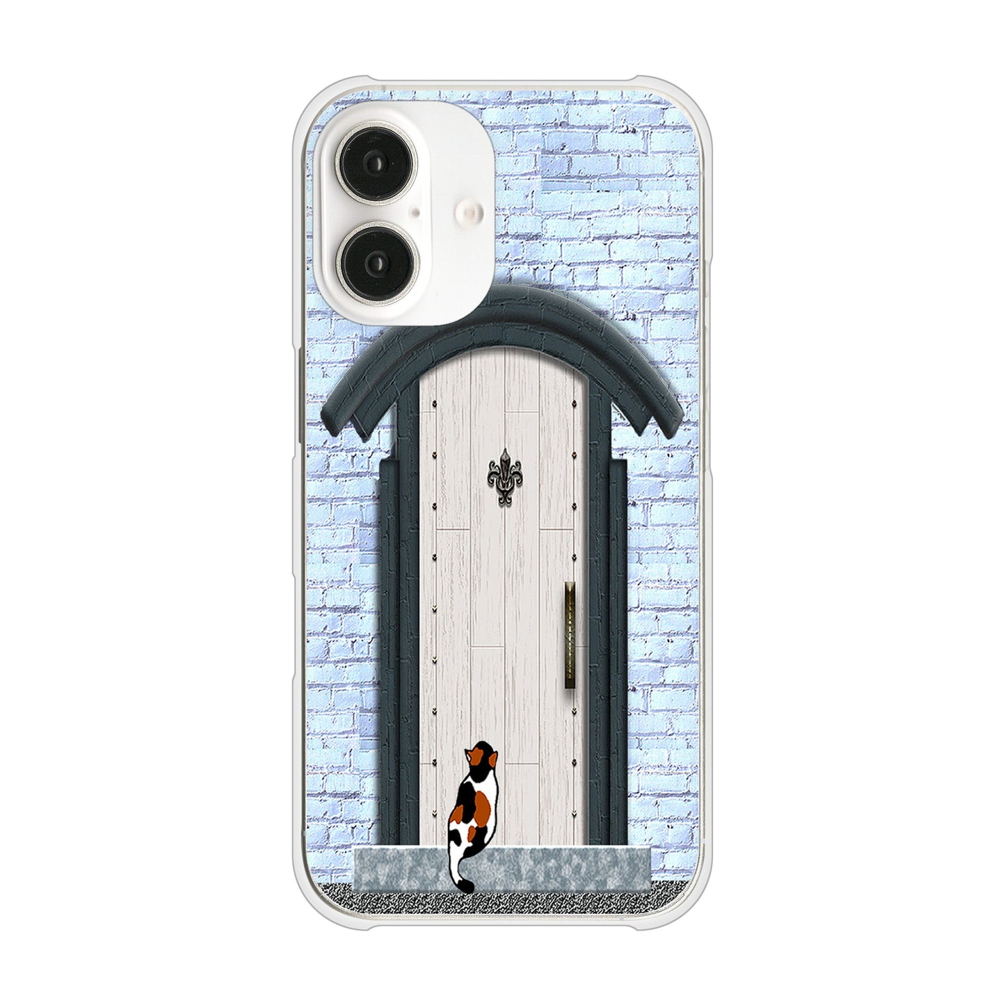 iPhone16 高画質仕上げ 背面印刷 ハードケース猫とドア