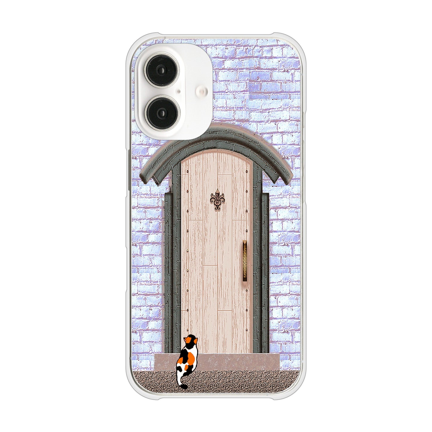 iPhone16 高画質仕上げ 背面印刷 ハードケース猫とドア