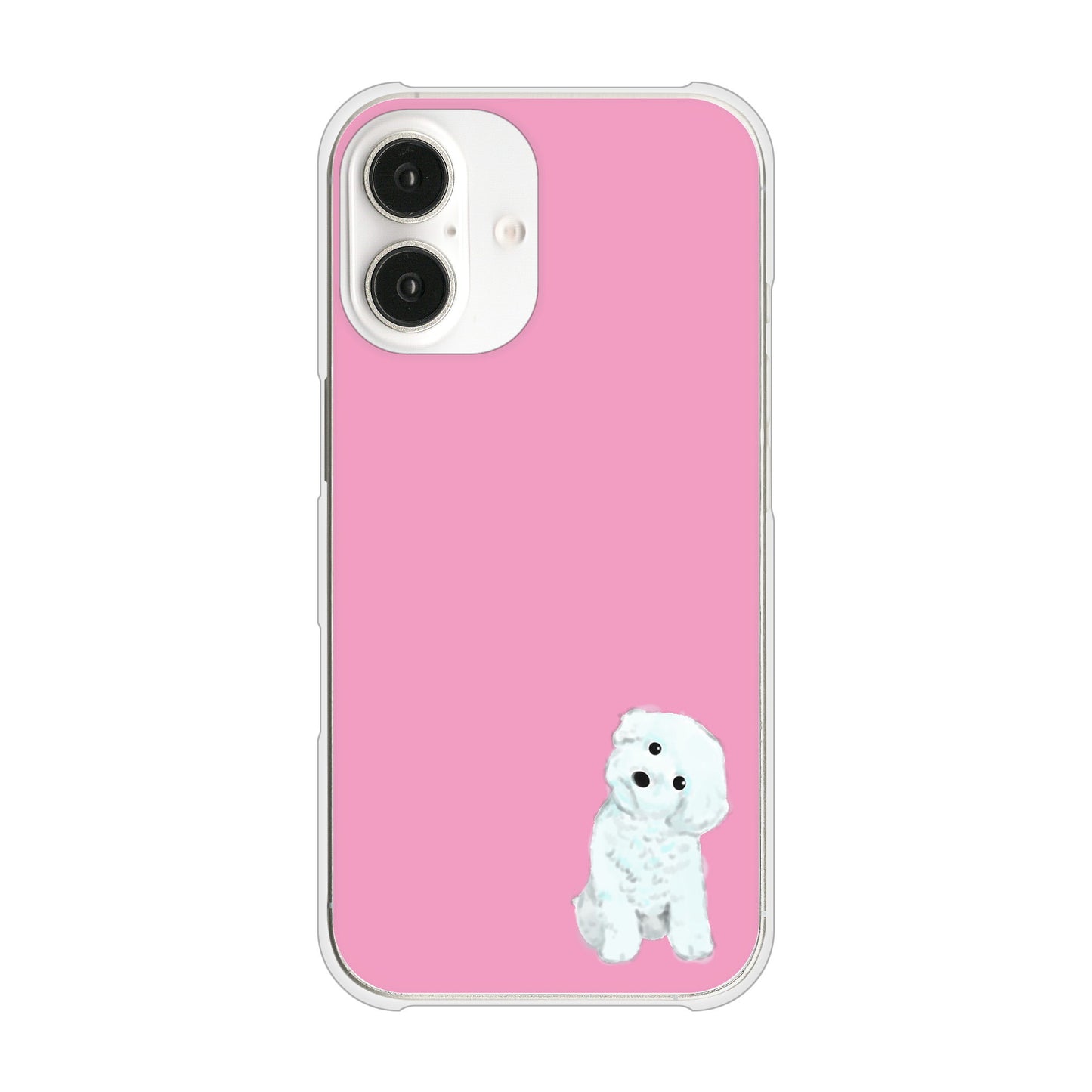 iPhone16 高画質仕上げ 背面印刷 ハードケーストイプードルホワイト