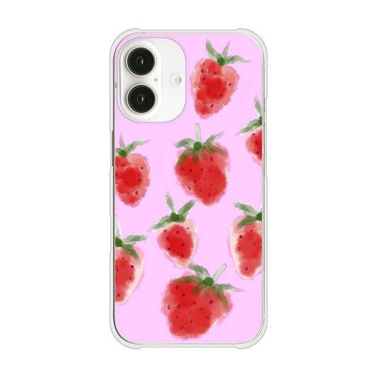 iPhone16 高画質仕上げ 背面印刷 ハードケースイチゴ 水彩