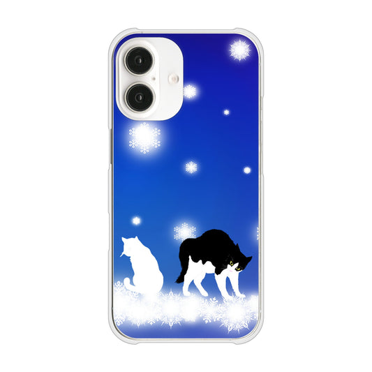 iPhone16 高画質仕上げ 背面印刷 ハードケース 【YJ335 雪の結晶 はちわれ】
