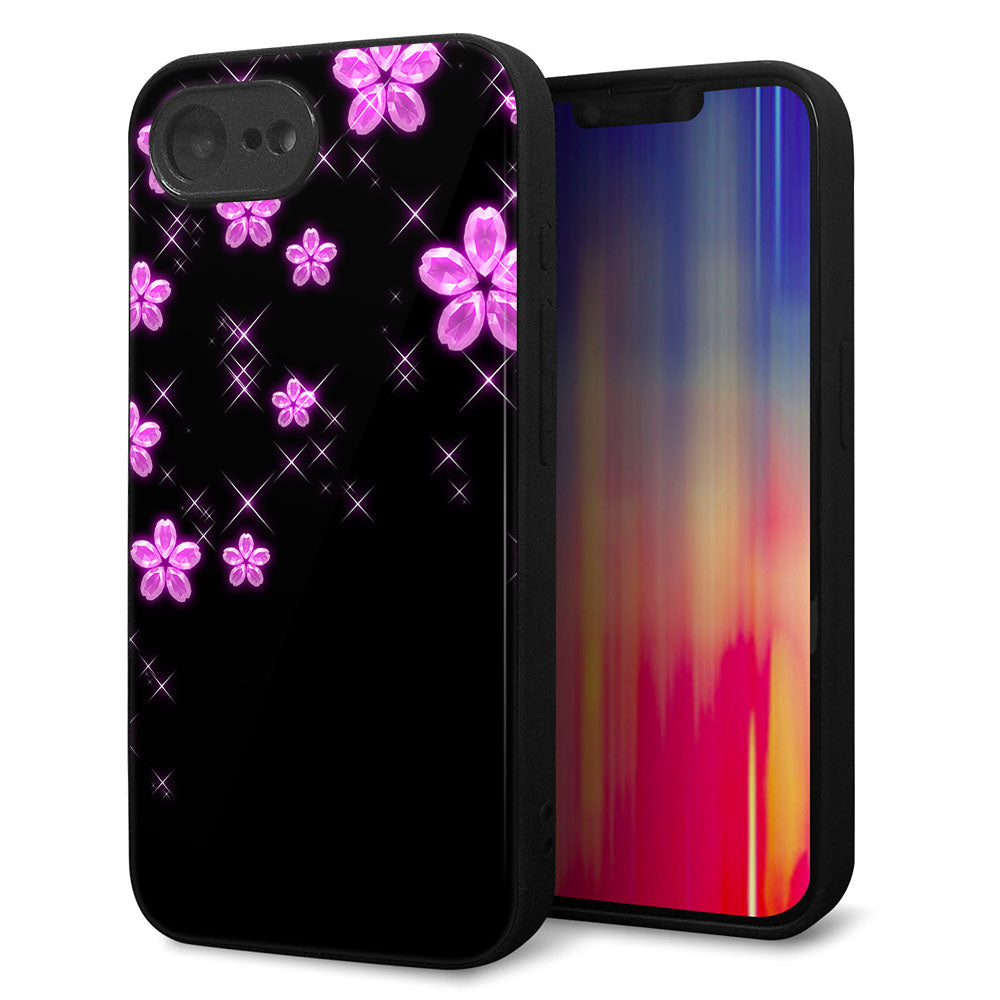 iPhone16e 強化ガラス＆TPUスマホケース ガラプリ【019 桜クリスタル】