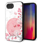 iPhone16e 強化ガラス＆TPUスマホケース ガラプリ【030 花と蝶（うす桃色）】