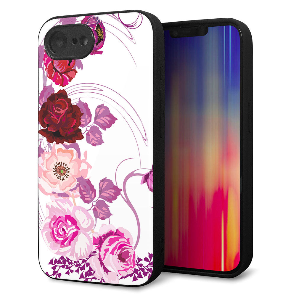 iPhone16e 強化ガラス＆TPUスマホケース ガラプリ【116 ６月のバラ】