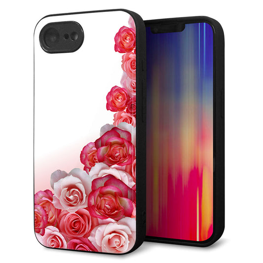 iPhone16e 強化ガラス＆TPUスマホケース ガラプリ【299 薔薇の壁】