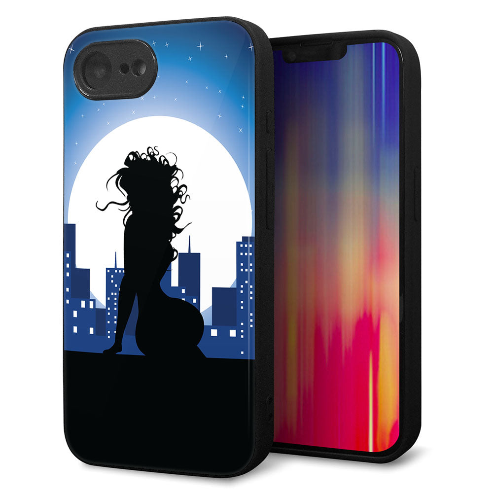 iPhone16e 強化ガラス＆TPUスマホケース ガラプリ【482 夜の窓辺】