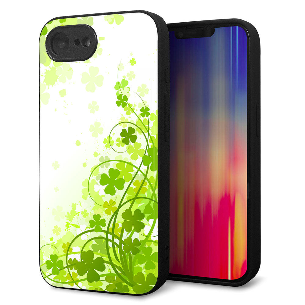 iPhone16e 強化ガラス＆TPUスマホケース ガラプリ【565 四葉のクローバー】