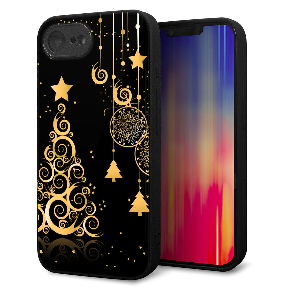 iPhone16e 強化ガラス＆TPUスマホケース ガラプリ【721 その他のカラークリスマスツリー】
