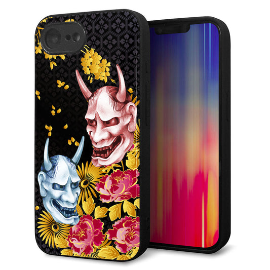 iPhone16e 強化ガラス＆TPUスマホケース ガラプリ【1024 般若と牡丹2】