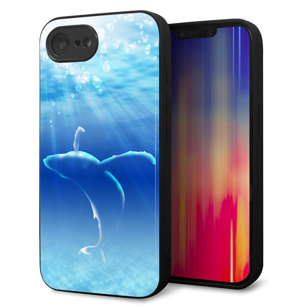 iPhone16e 強化ガラス＆TPUスマホケース ガラプリ【1047 海の守り神くじら】
