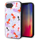 iPhone16e 強化ガラス＆TPUスマホケース ガラプリ【HA214 金魚 花柄 パープル】