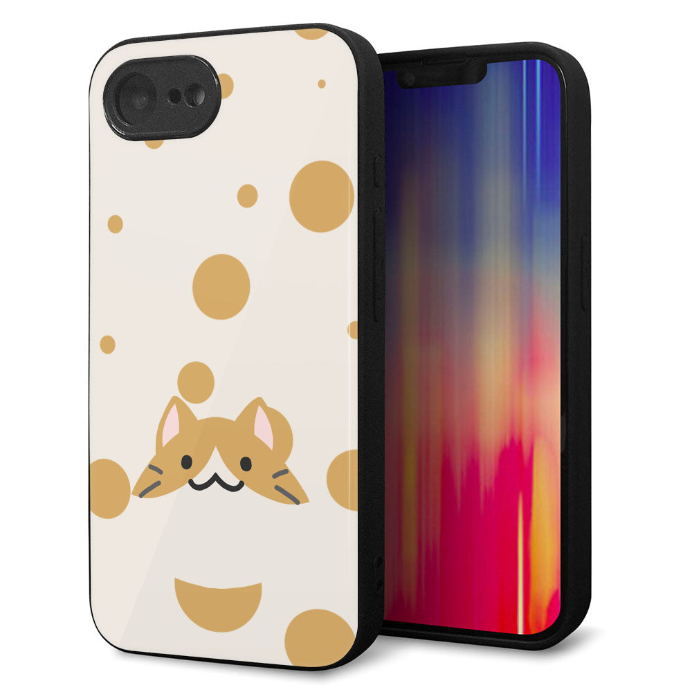 iPhone16e 強化ガラス＆TPUスマホケース ガラプリ【HA244 もちねこ ハチワレ】