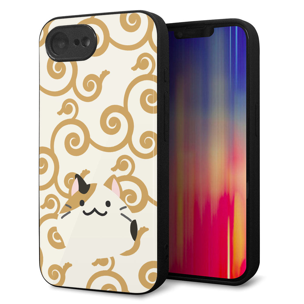iPhone16e 強化ガラス＆TPUスマホケース ガラプリ【HA245 もちねこ ミケ】