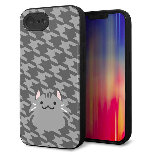 iPhone16e 強化ガラス＆TPUスマホケース ガラプリ【HA246 もちねこ サバトラ】