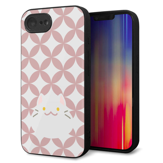 iPhone16e 強化ガラス＆TPUスマホケース ガラプリ【HA248 もちねこ シロ】