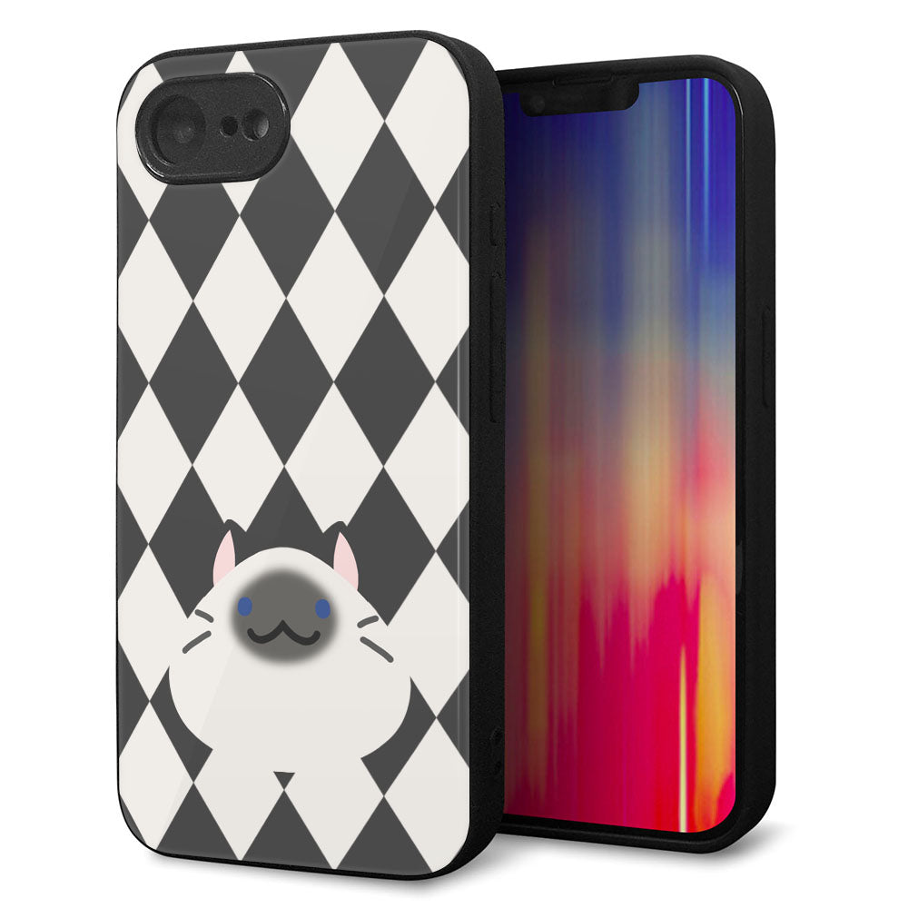 iPhone16e 強化ガラス＆TPUスマホケース ガラプリ【HA250 もちねこ シャム】