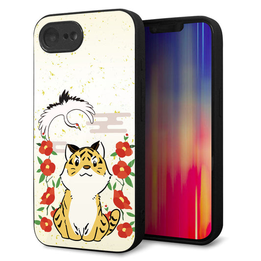iPhone16e 強化ガラス＆TPUスマホケース ガラプリ【HA251 虎と鶴】