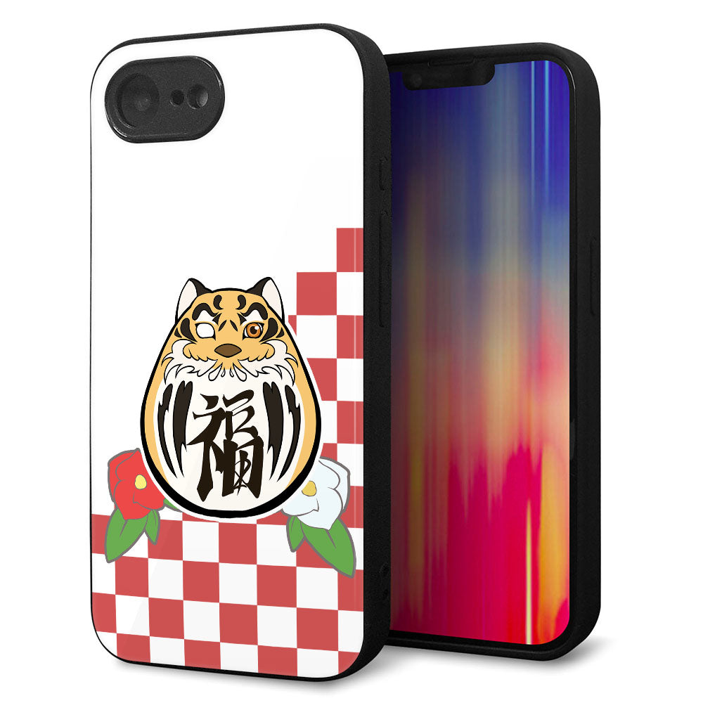 iPhone16e 強化ガラス＆TPUスマホケース ガラプリ【HA252 虎だるま】