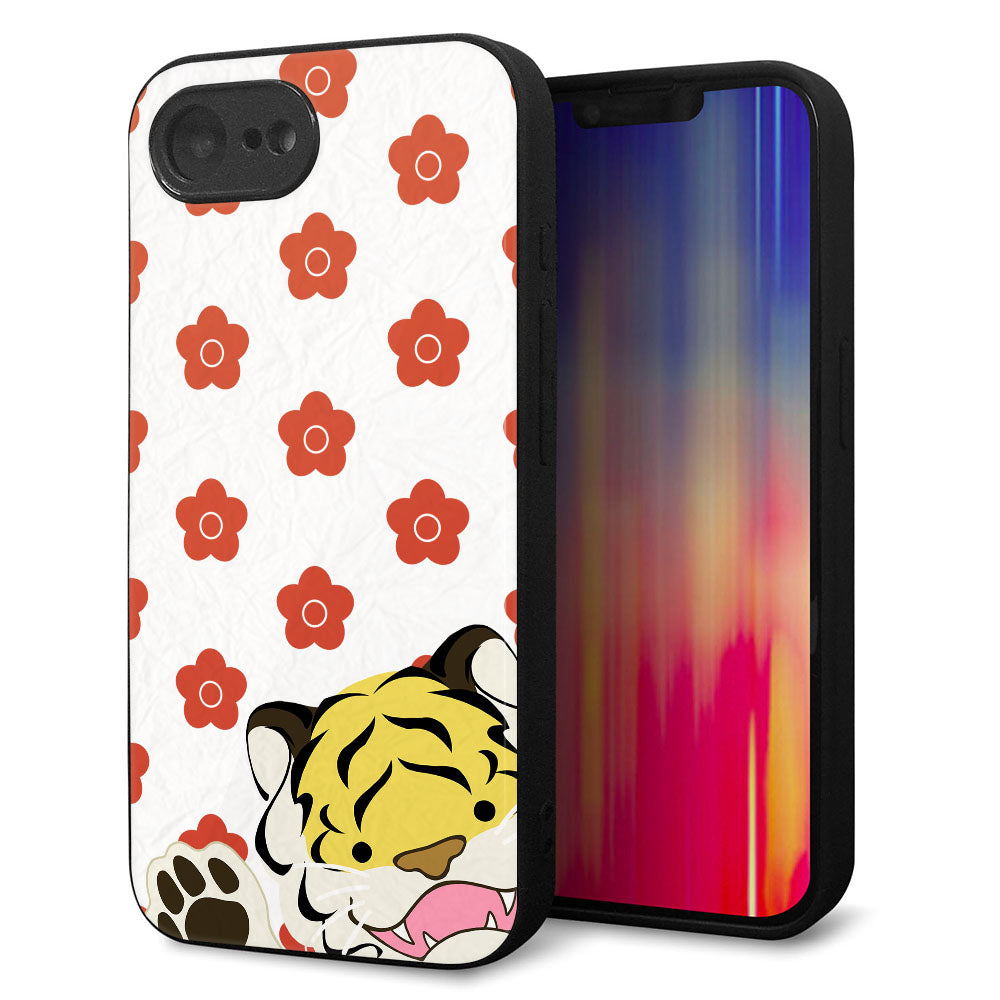 iPhone16e 強化ガラス＆TPUスマホケース ガラプリ【HA254 虎アップ】