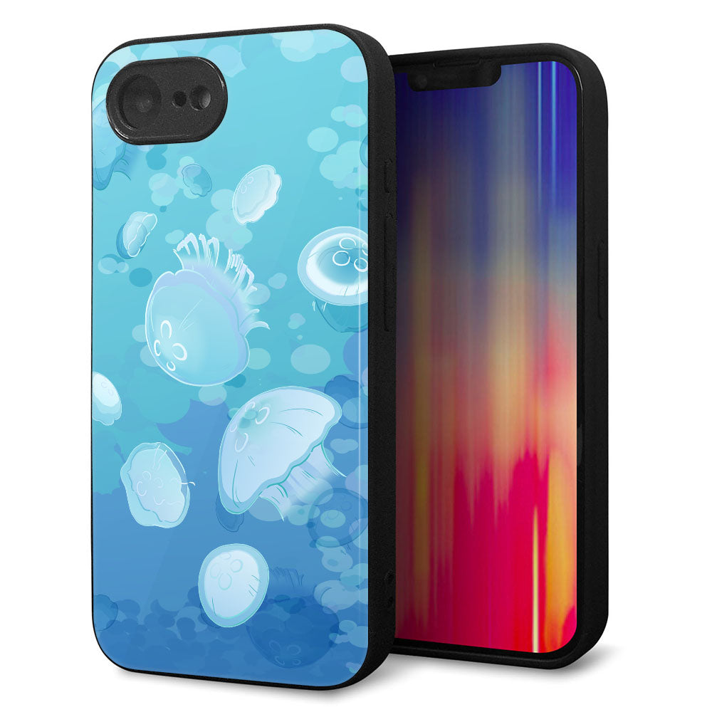 iPhone16e 強化ガラス＆TPUスマホケース ガラプリ【HA262 ポケットアクアリウム ミズクラゲ】