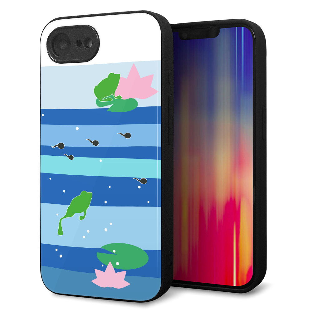 iPhone16e 強化ガラス＆TPUスマホケース ガラプリ【HA280 カエルとオタマ】