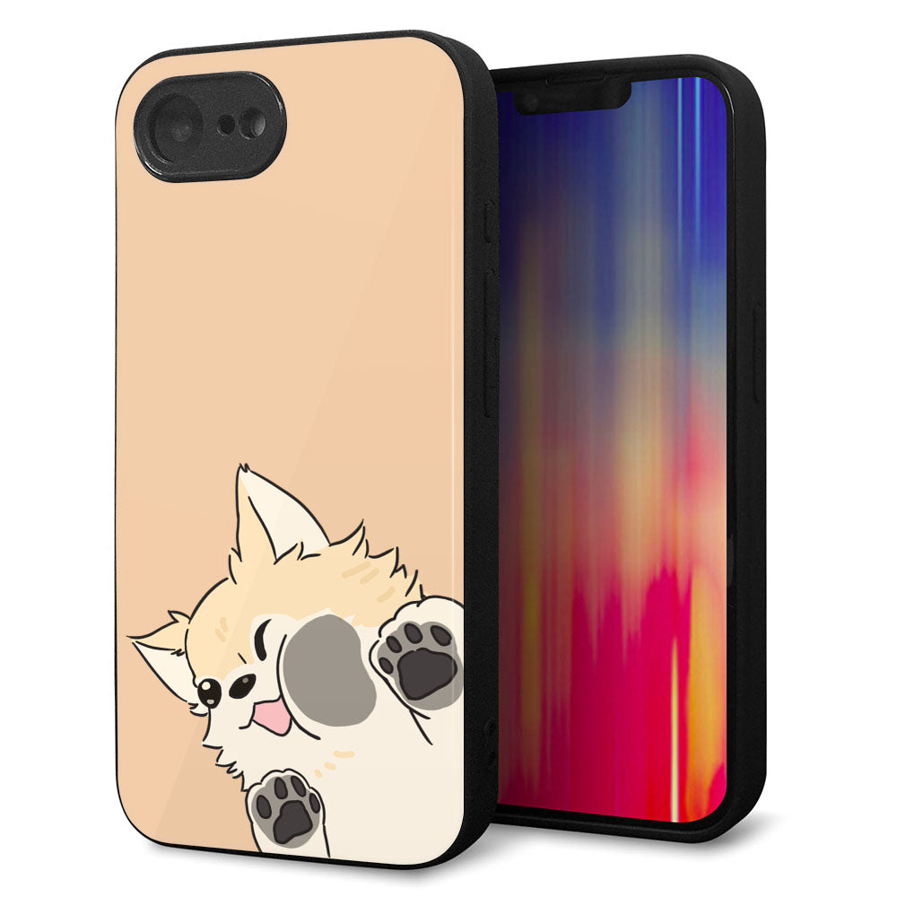 iPhone16e 強化ガラス＆TPUスマホケース ガラプリ【HA292 むぎゅっとチワワ】