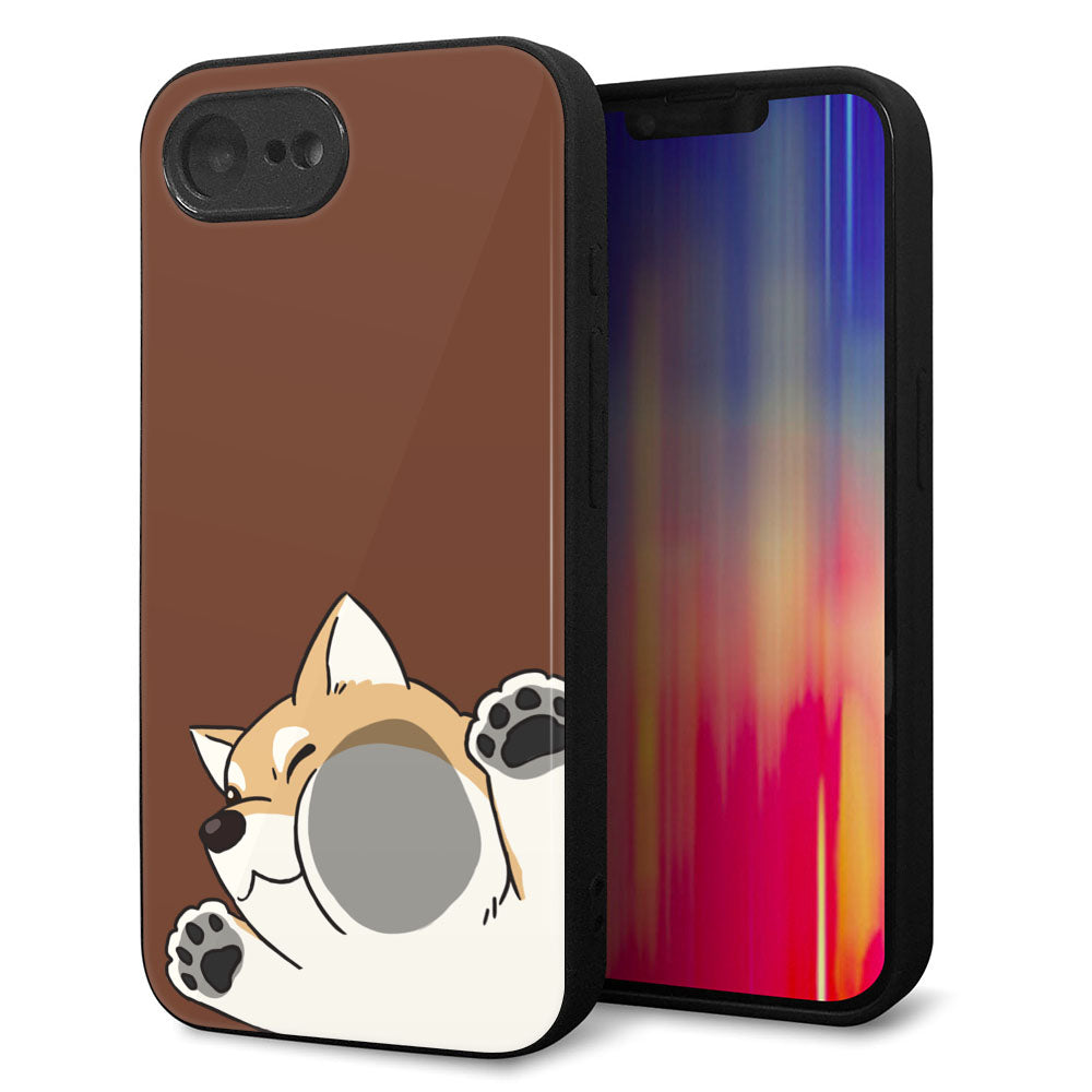 iPhone16e 強化ガラス＆TPUスマホケース ガラプリ【HA293 むぎゅっと柴】