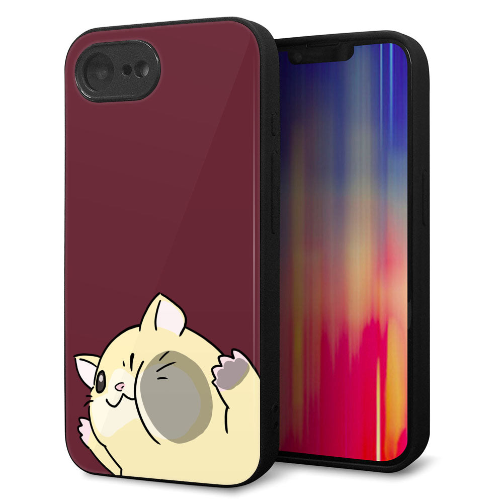 iPhone16e 強化ガラス＆TPUスマホケース ガラプリ【HA296 むぎゅっとキンクマ】