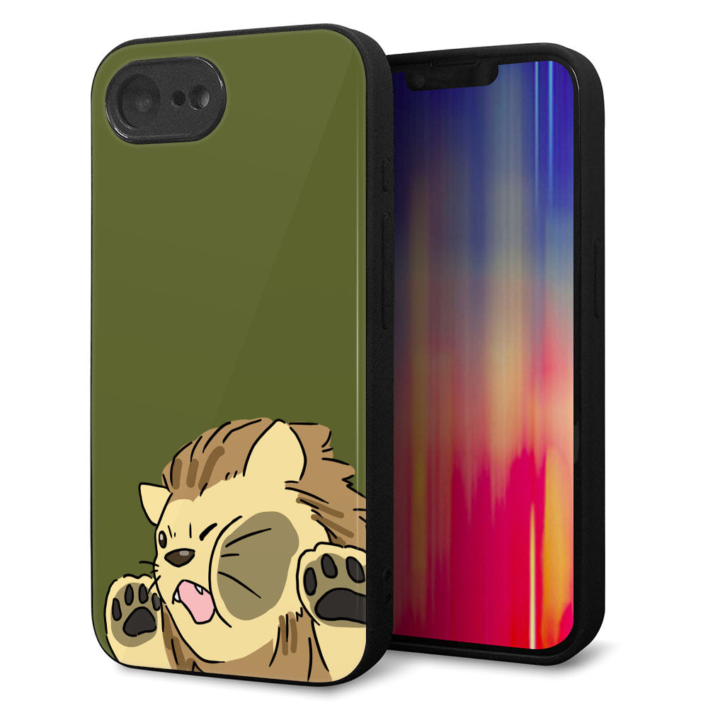 iPhone16e 強化ガラス＆TPUスマホケース ガラプリ【HA304 むぎゅっとライオン】