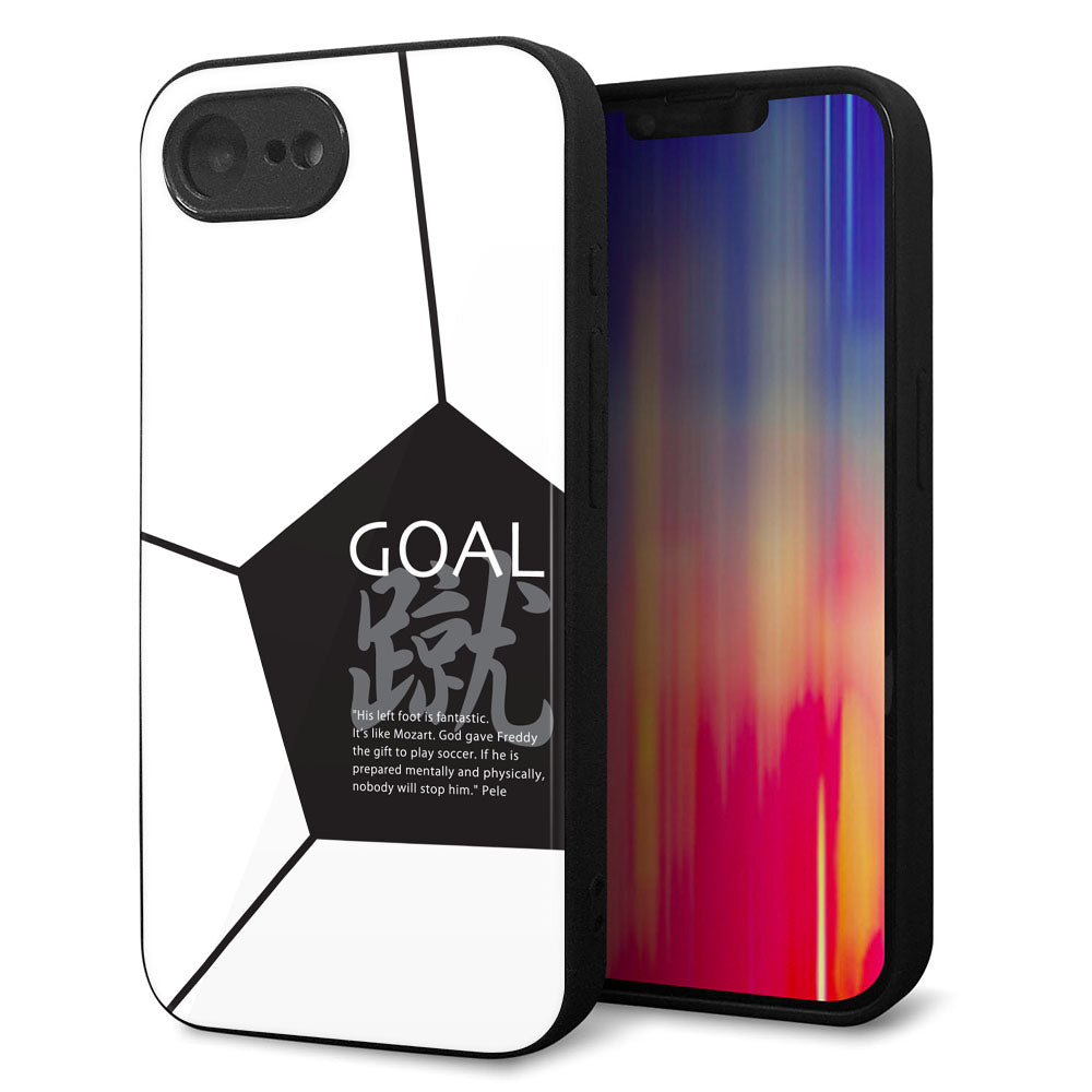 iPhone16e 強化ガラス＆TPUスマホケース ガラプリ【IB921 サッカーボール】