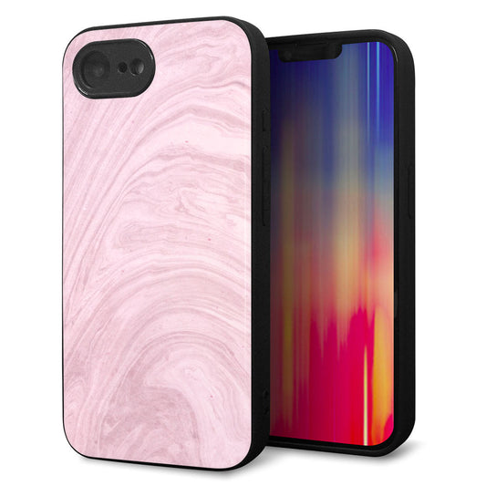 iPhone16e 強化ガラス＆TPUスマホケース ガラプリ【KM873 大理石ラベンダー】