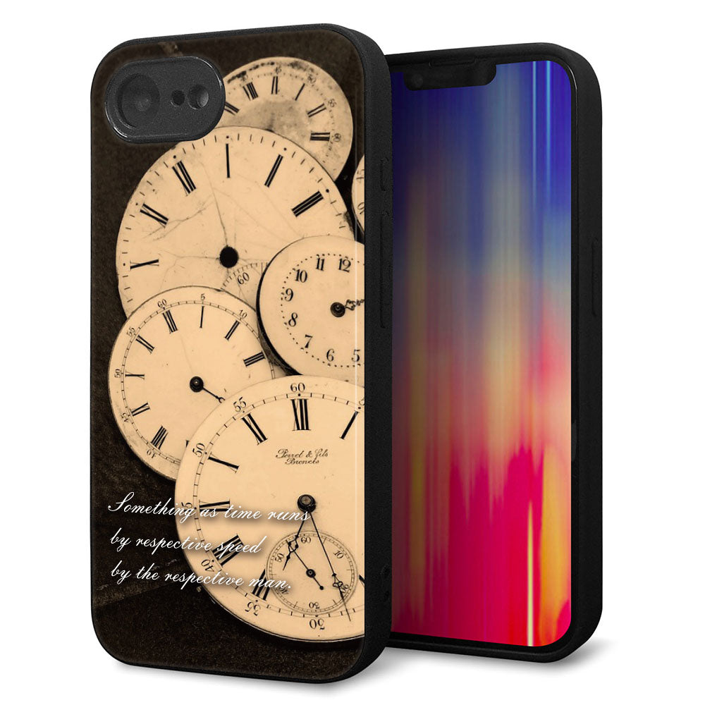 iPhone16e 強化ガラス＆TPUスマホケース ガラプリ【KM874 時計】