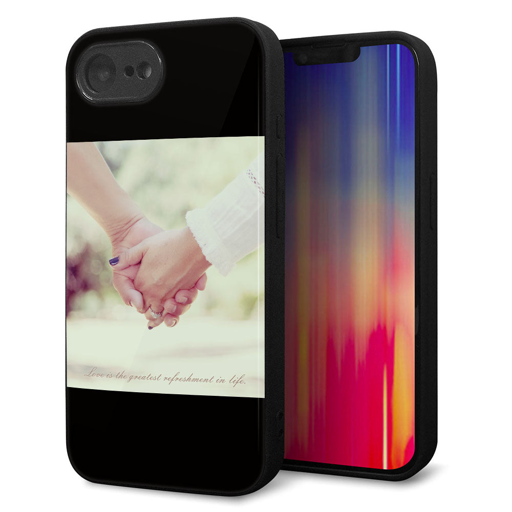 iPhone16e 強化ガラス＆TPUスマホケース ガラプリ【KM875 カップル】