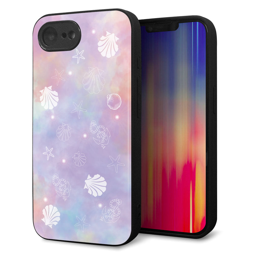 iPhone16e 強化ガラス＆TPUスマホケース ガラプリ【KM883 シェル柄】