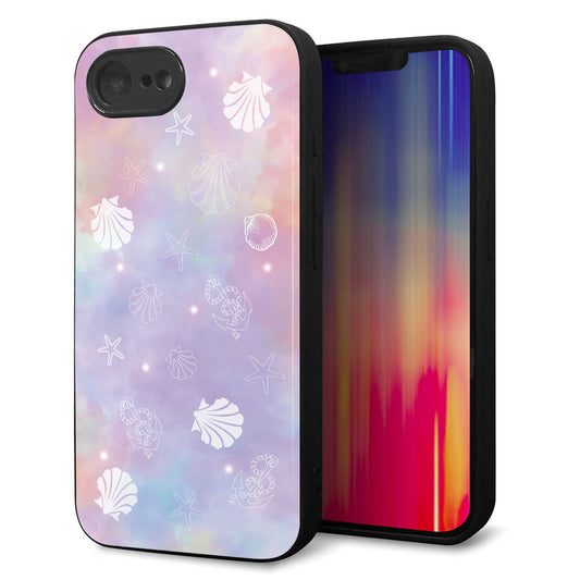 iPhone16e 強化ガラス＆TPUスマホケース ガラプリ【KM883 シェル柄】