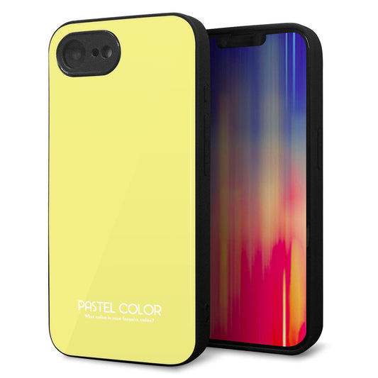 iPhone16e 強化ガラス＆TPUスマホケース ガラプリ【KM897 パステルカラー(パステルイエロー)】