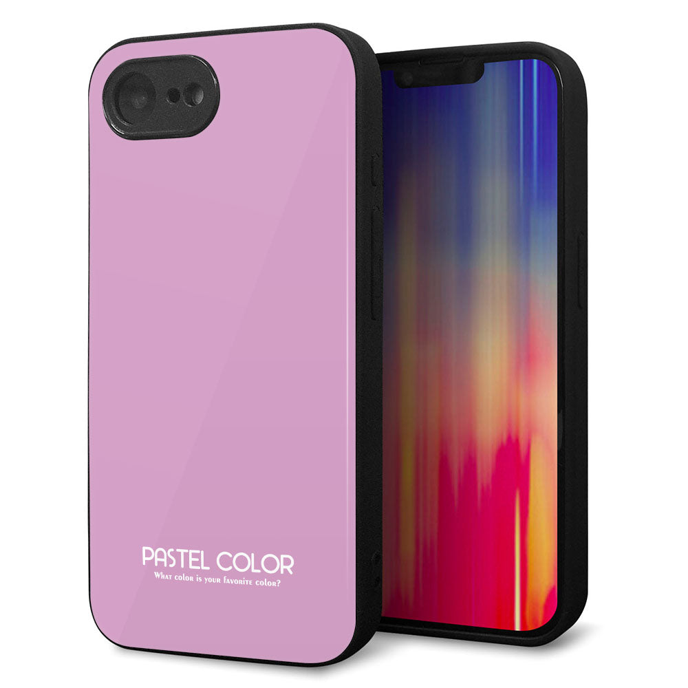 iPhone16e 強化ガラス＆TPUスマホケース ガラプリ【KM901 パステルカラー(パステルラベンダー)】