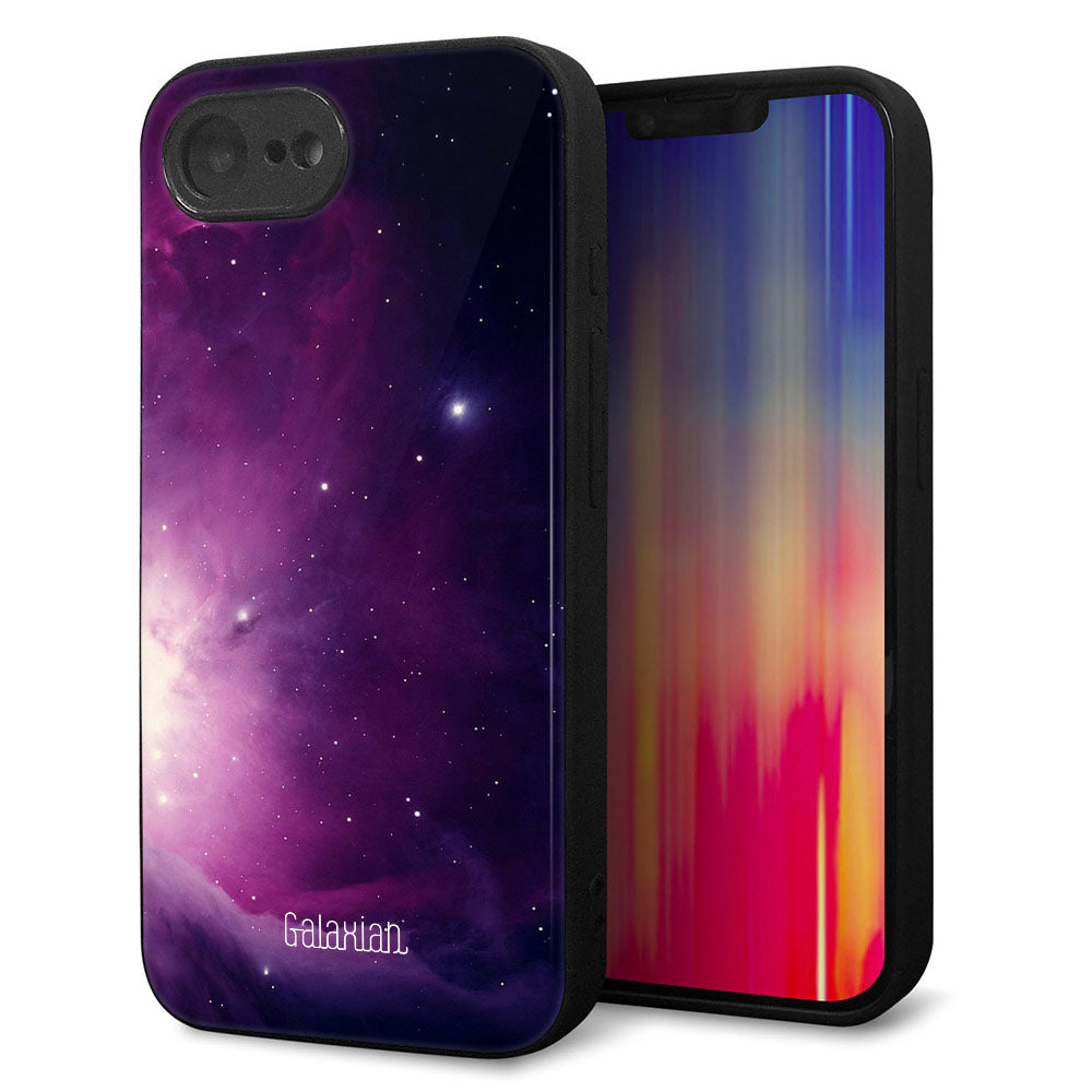 iPhone16e 強化ガラス＆TPUスマホケース ガラプリ【KM925 Galaxias Purple】