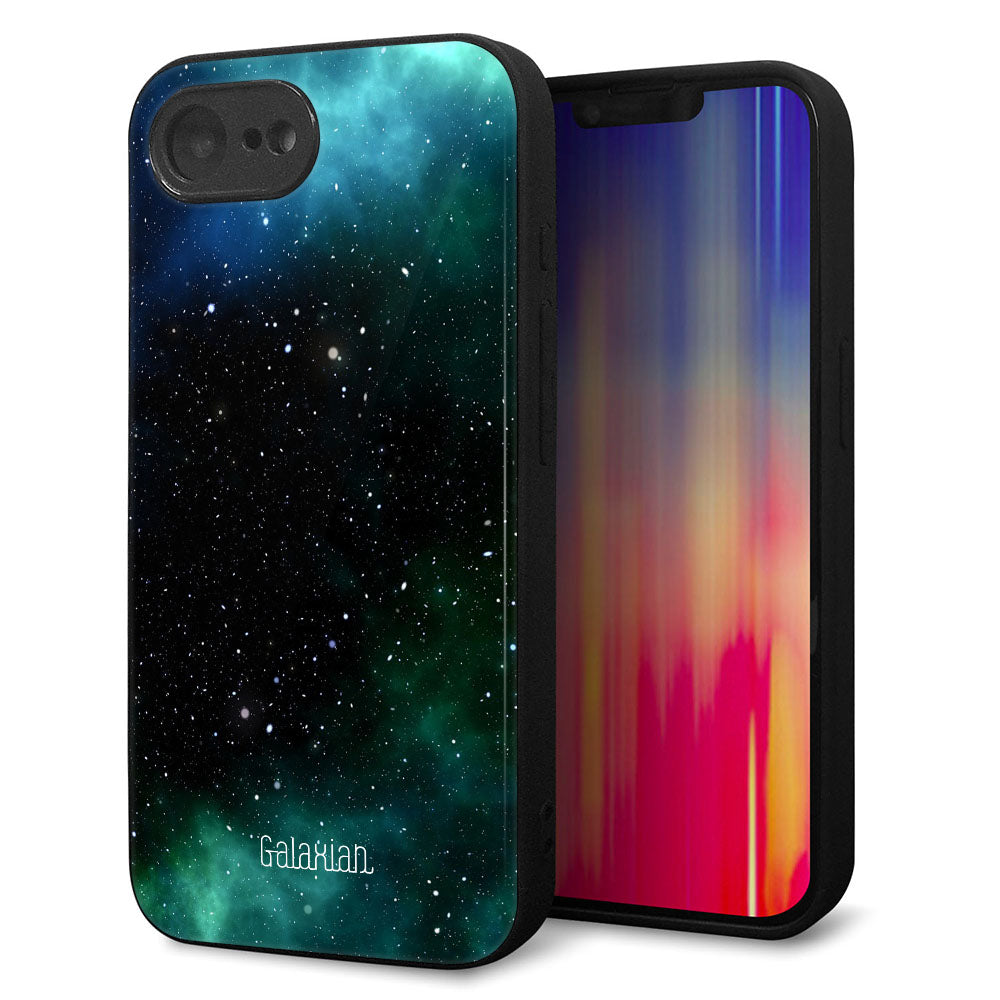iPhone16e 強化ガラス＆TPUスマホケース ガラプリ【KM927 Galaxias Green】